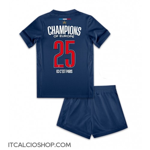 Paris Saint-Germain Prima Maglia Bambino 2024-25 UCL Champions Manica Corta (+ Pantaloni corti)